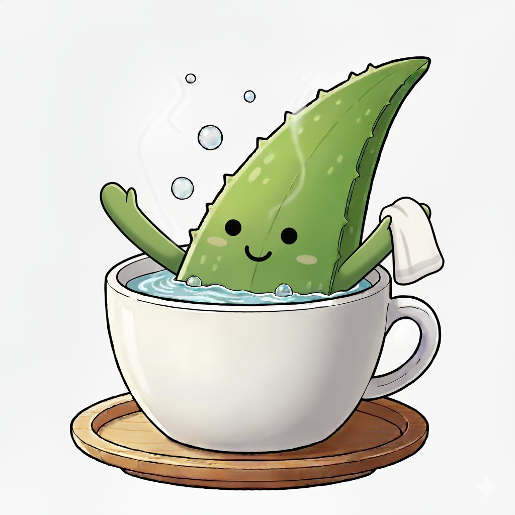 マグカップに浸かったアロエ